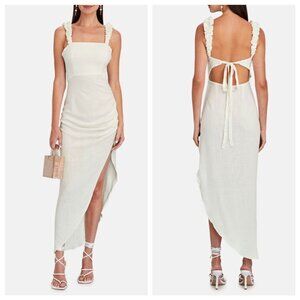 Just Bee Queen Aria Women Midi Dress Size XS Open Back Linen Maxi Baddie Luxe